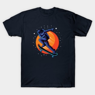 Skateboarding Astronaut in Outer Space T-Shirt